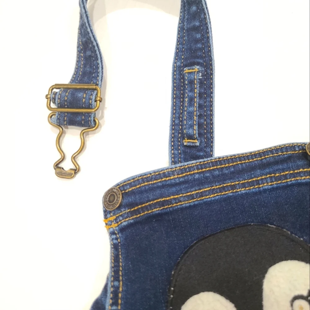 GAP Toddler Denim Overalls with Fleece Penguin Patch & Adjustable Straps 4yr - Picture 9 of 16